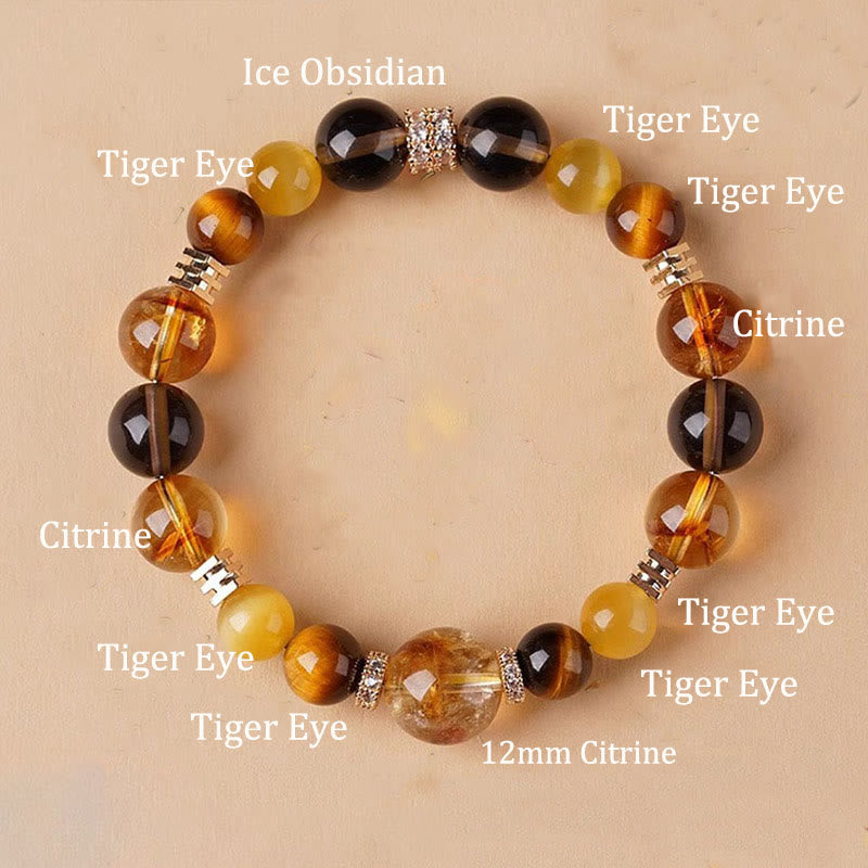 Mythstone Citrine Topaz Tiger Eye Happiness Bracelet