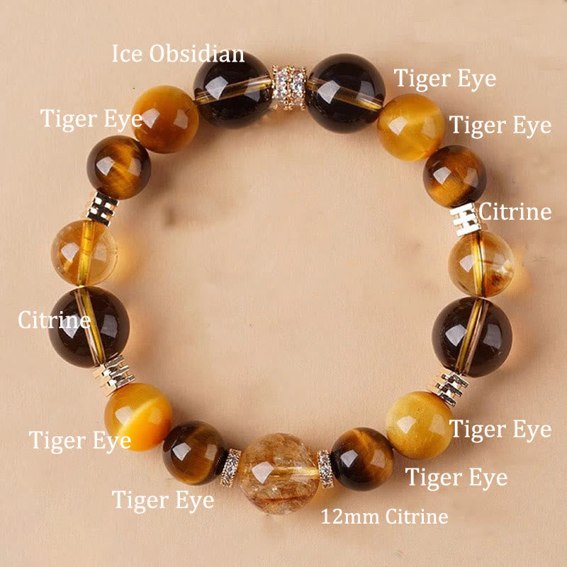 Mythstone Citrine Topaz Tiger Eye Happiness Bracelet