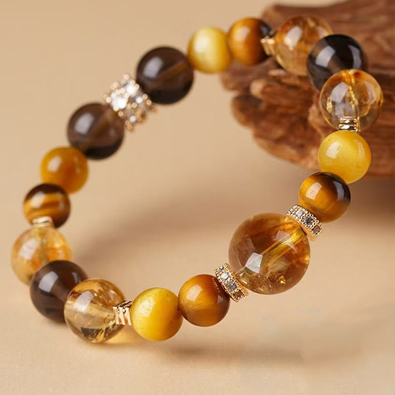 Mythstone Citrine Topaz Tiger Eye Happiness Bracelet