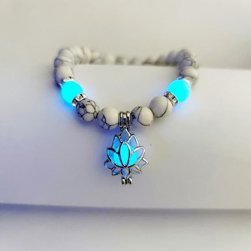 MythStone Tibetan Turquoise Glowstone Luminous Bead Lotus Protection Bracelet