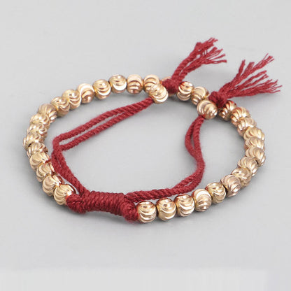 Mythstone Tibetan Handmade Copper Bead Luck String Bracelet