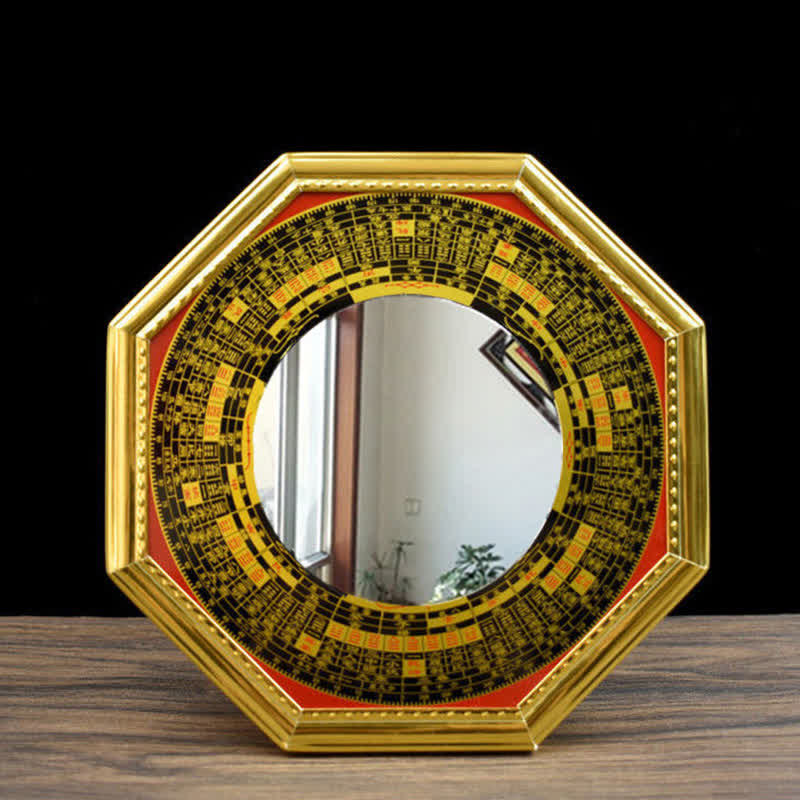 Mythstone Feng Shui Bagua Map Five-Emperor Coins Gourd Balance Living Room Energy Map Mirror