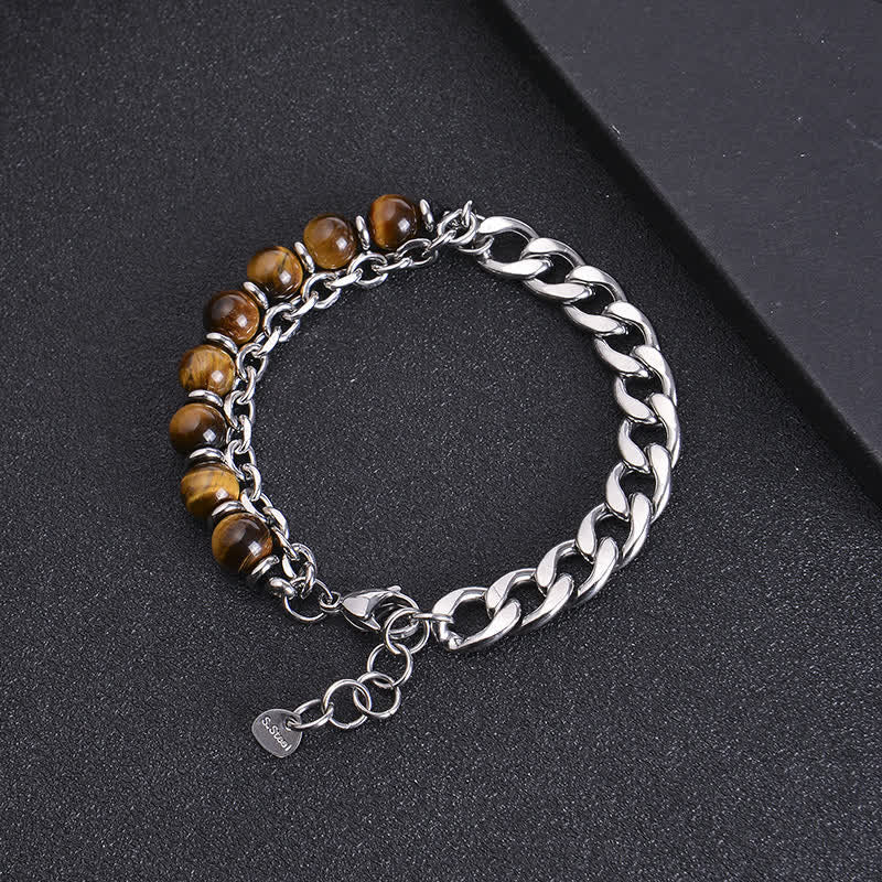 Mythstone Tiger Eye Picasso Jasper Frosted Stone Strength Bracelet