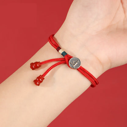 Mythstone 925 Sterling Silver Chinese Zodiac Luck Braided Red String Double Layer Bracelet