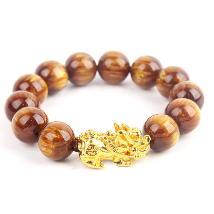 Mythstone Lucky Golden Tiger Eye Abundant Pixiu Bracelet