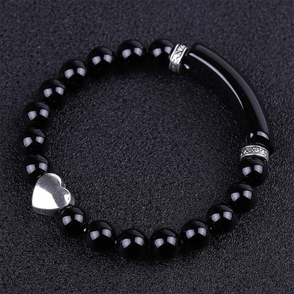 Mythstone Natural Crystal Beads Unisex Heart Bracelet