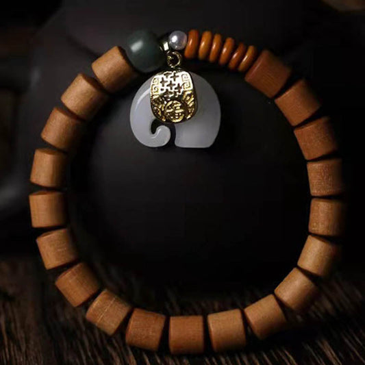 Mythstone Sandalwood Jade Elephant Protection Bracelet