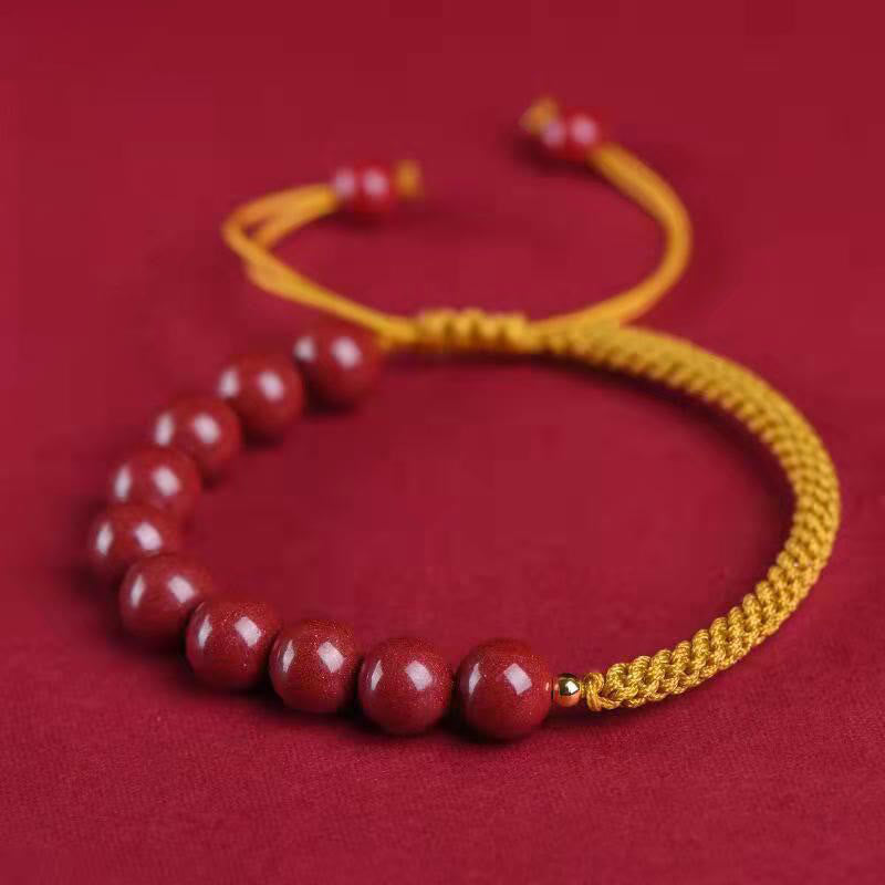 Mythstone Natural Cinnabar King Kong Knot Blessing String Bracelet