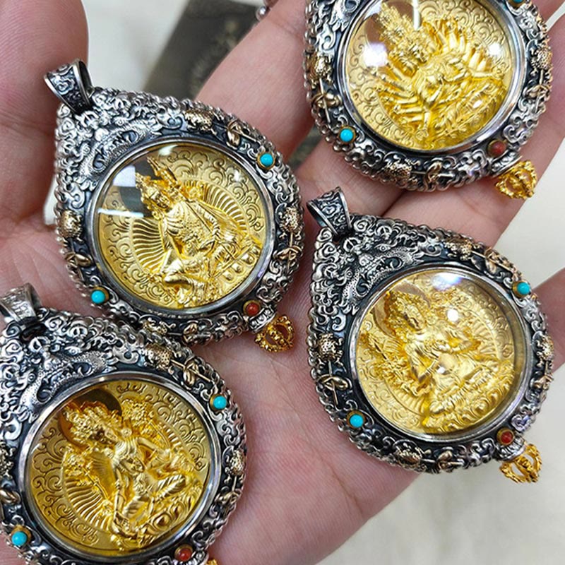 Mythstone Chinese Zodiac Natal Buddha Thangka Nine Palaces Eight Diagrams Wealth Rotatable Necklace Pendant