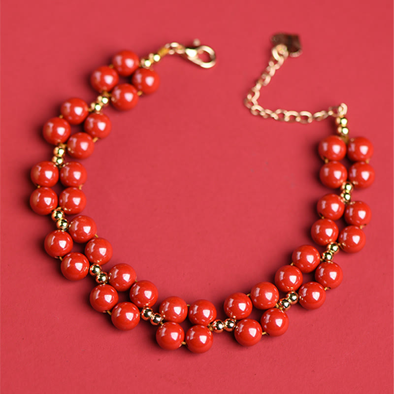 Mythstone Natural Cinnabar Beaded Blessing Bracelet