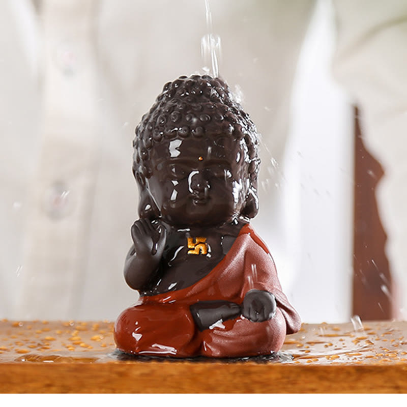 Mythstone Small Buddha Serenity Purple Clay Home Desk Decoration