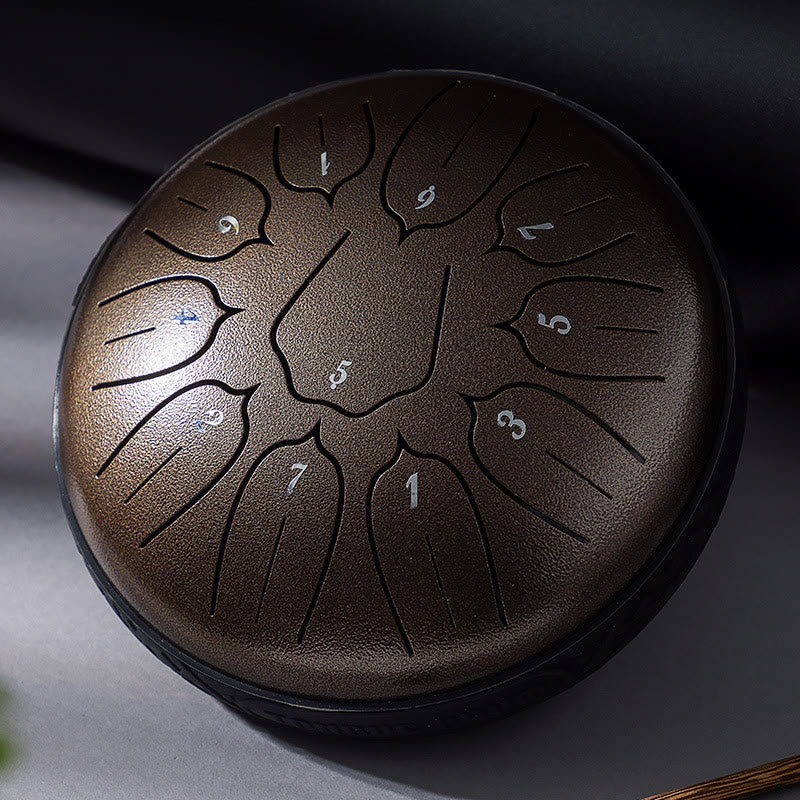 Mythstone Steel Tongue Drum Sound Healing Meditation Yoga Lotus Drum Kit 11 Note 6 Inch