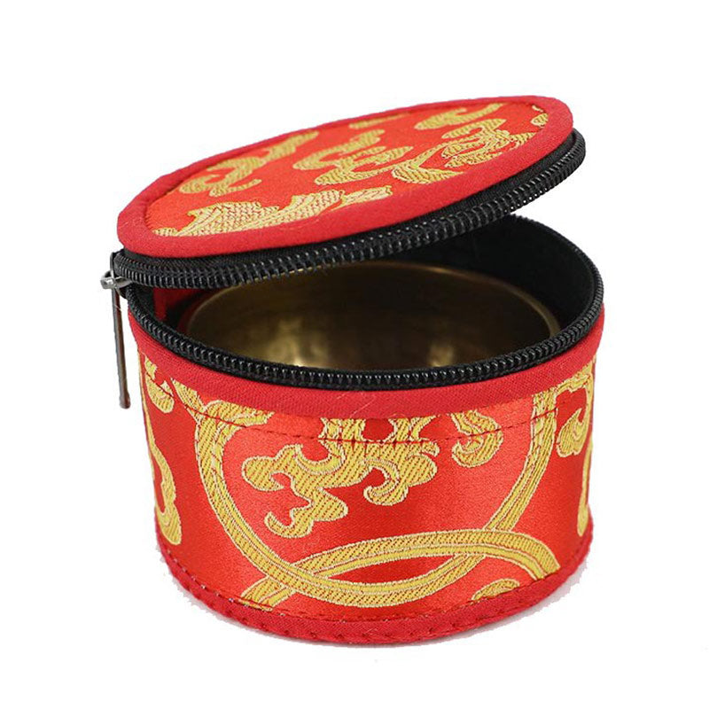 Mythstone Tibetan Singing Bowl Storage Bag with Zipper Closure Decoration