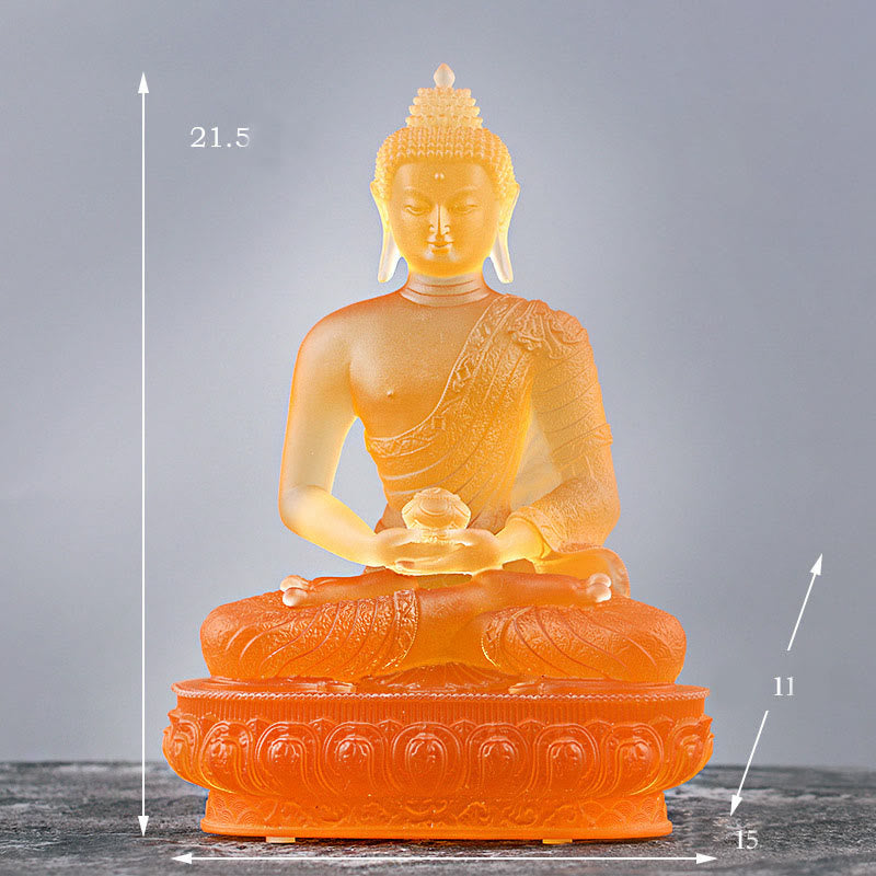 Mythstone Buddha Handmade Figurine Liuli Art Piece Serenity Statue Home Offering Decoration