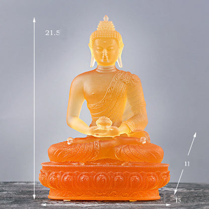 Mythstone Buddha Handmade Figurine Liuli Art Piece Serenity Statue Home Offering Decoration