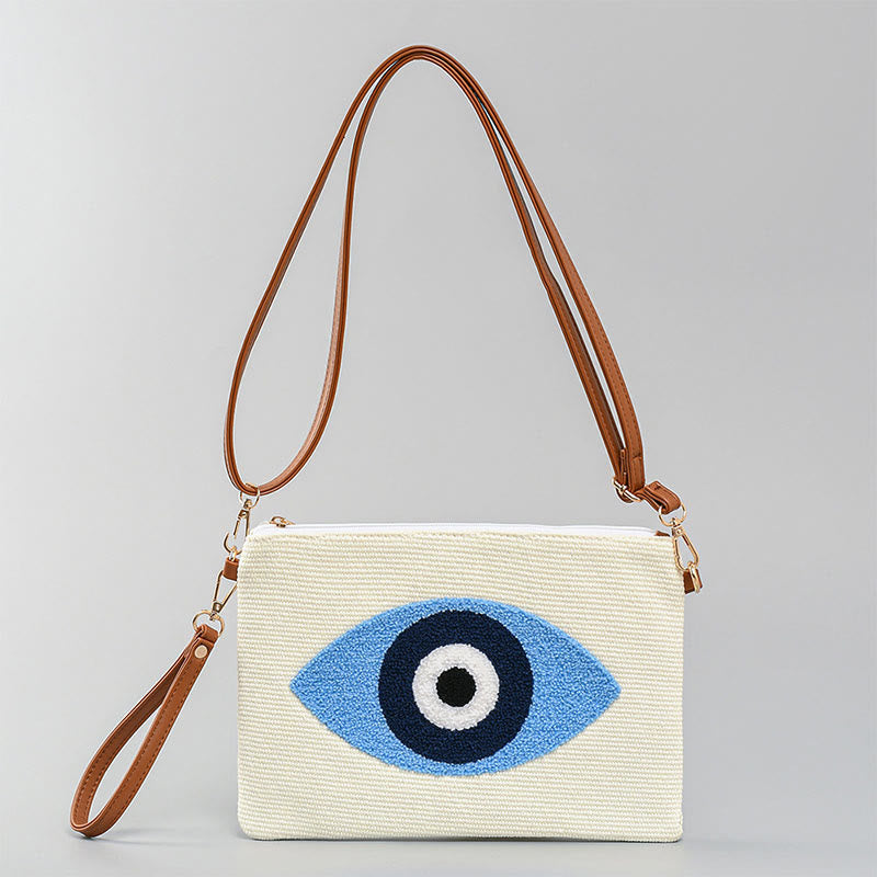 Mythstone Evil Eye Leaf Hamsa Canvas Crossbody Bag Shoulder Bag Handbag