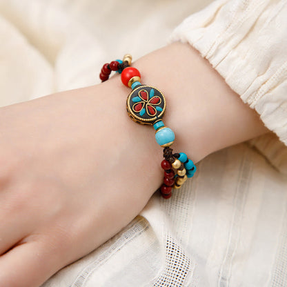 Mythstone Tibetan Turquoise Om Mani Padme Hum Protection Strength Bracelet