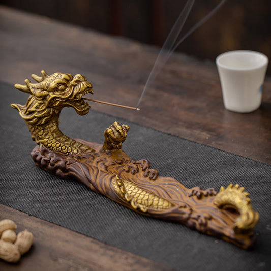 Mythstone Dragon Protection Ceramic Stick Incense Burner Decoration