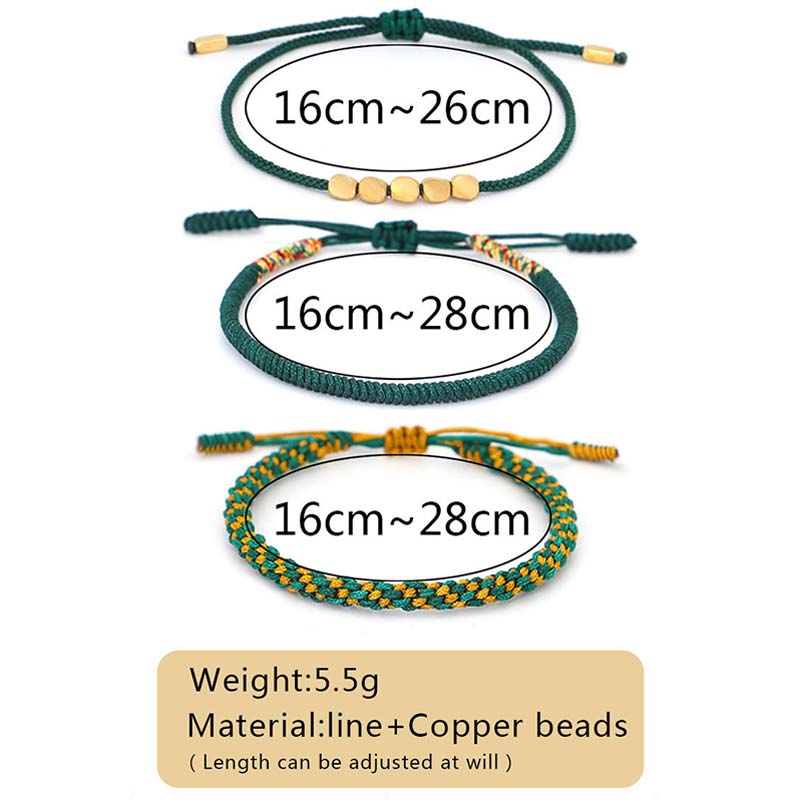 MythStone 3 PCS Tibetan Copper Beads Healing Protection Luck Bracelet Set