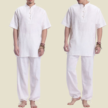 Conjunto de ropa de lino y algodón para hombre con meditación zen espiritual Mythstone