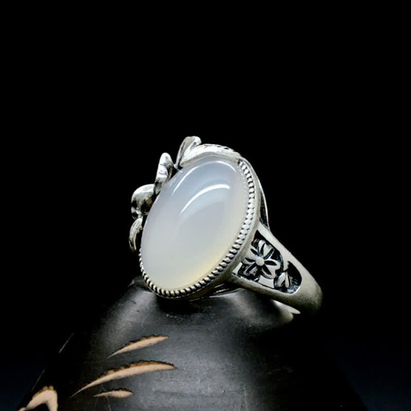 Mythstone 990 Sterling Silver Natural Chalcedony Plum Positive Harmony Ring