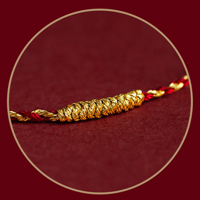 Mythstone 14K Gold Plated Handmade Red Gold Rope King Kong Knot Braided Luck Bracelet