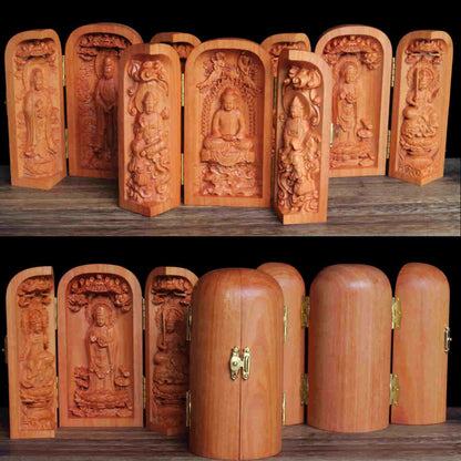 Mythstone Avalokitesvara Kwan Yin Buddha Cherry Wood Compassion Home Decoration Altar