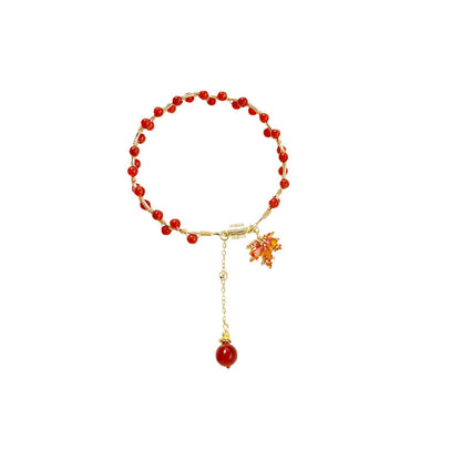 Mythstone Red Maple Leaf Luck Charm Bracelet