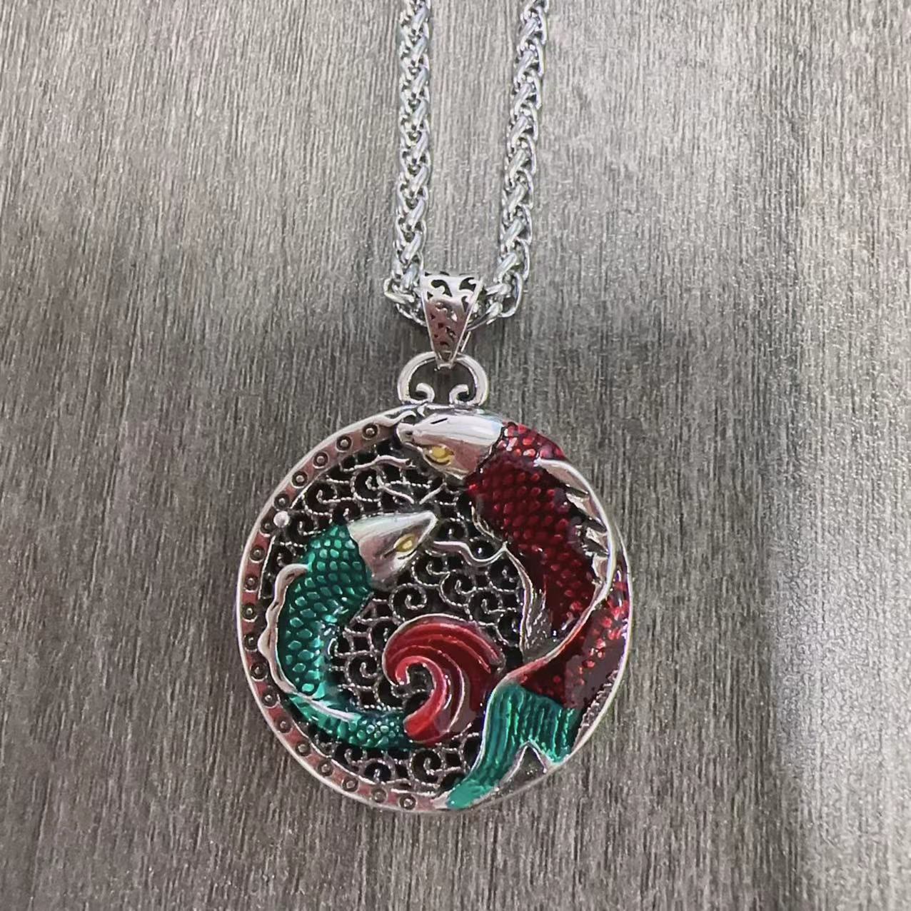 Mythstone Tibetan Copper Koi Fish Healing Necklace