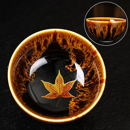 Mythstone Maple Leaf Colorful Ceramic Teacup Home Tea Cups