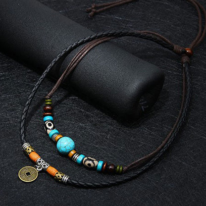 Mythstone Turquoise Dzi Bead Protection Necklace