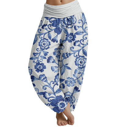 Mythstones  Numerous Flowers Pattern Women's Elastic Waist Harem Pants