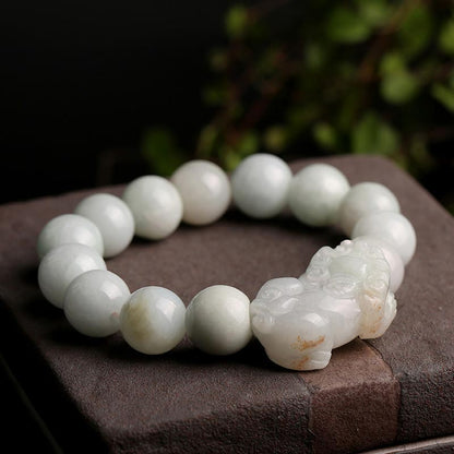 Pulsera de jade PiXiu de la suerte, prosperidad y riqueza con piedra mítica Feng Shui