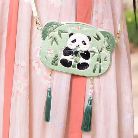 Mythstone Embroidery Lucky Panda Cat Shiba Inu Deer Rabbit Fox Flower Cute Animal Hanfu Bag Crossbody Bag Shoulder Bag