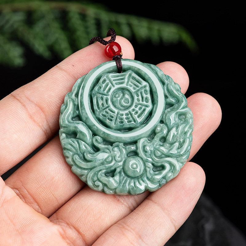 Mythstone Dragon Jade Yin Yang Balance Necklace String Pendant