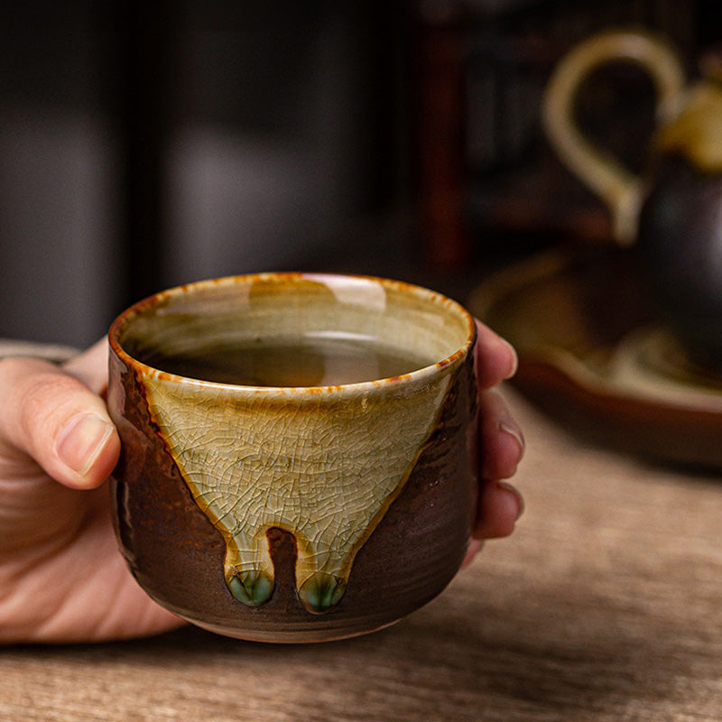 Mythstone Retro Brown Kiln Change Ceramic Teacup Kung Fu Tea Cup