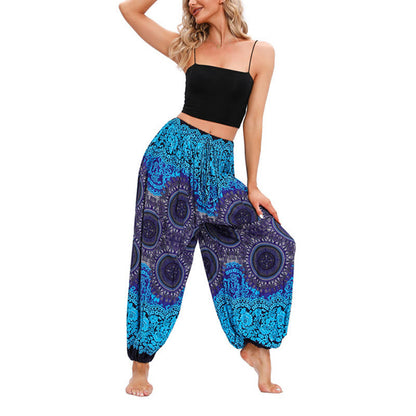 Pantalones de harén con estampado de brújula holgados e informales de Mythstone, pantalones de yoga para mujer 