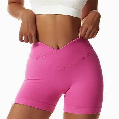 Mythstone Women Seamless High Elasticity Sports Fitness High Waist Yoga Workout Shorts