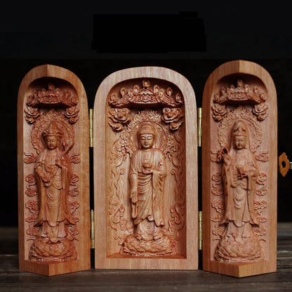 Mythstone Avalokitesvara Kwan Yin Buddha Cherry Wood Compassion Home Decoration Altar