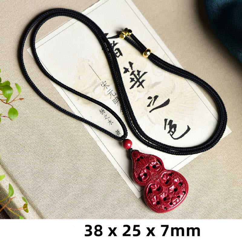 Mythstone Laughing Buddha Yin Yang Chinese Zodiac Gourd Natural Cinnabar Blessing Necklace Pendant