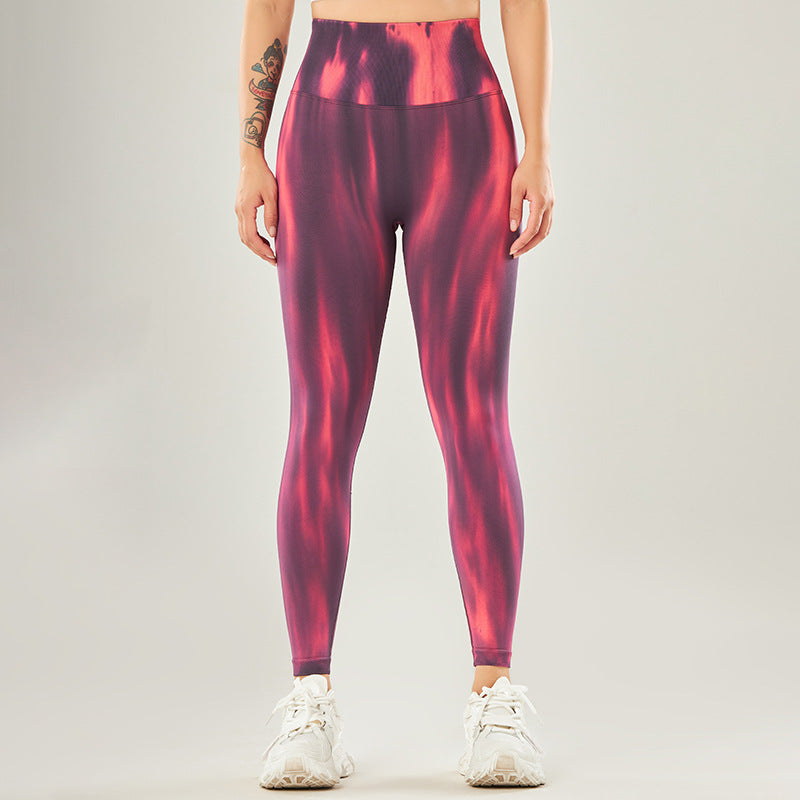 Mythstone Seamless Tie Dye Print Pants Sports High Waist Leggings Women's Yoga Pants