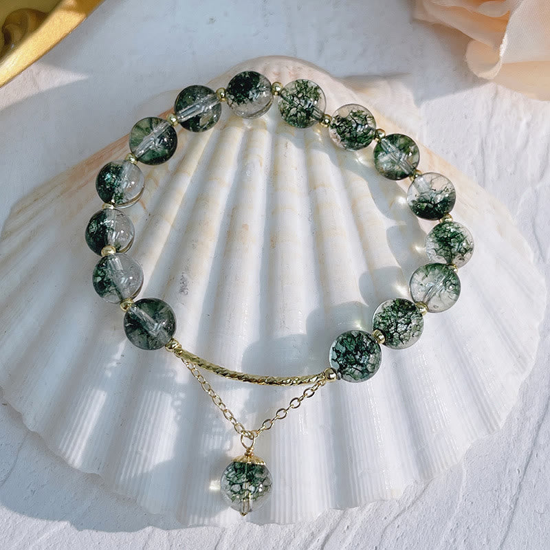 Pulsera con dije de confianza de cristal fantasma verde de MythStone 