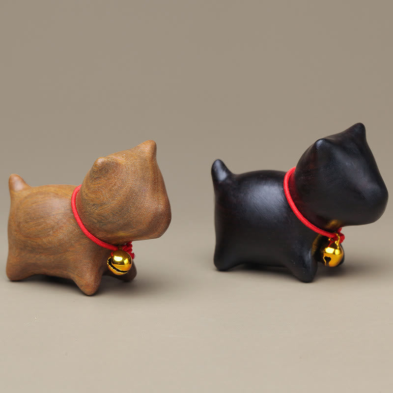 Mythstone Green Sandalwood Small Leaf Red Sandalwood Cute Cat Animals Soothing Peace Decorations