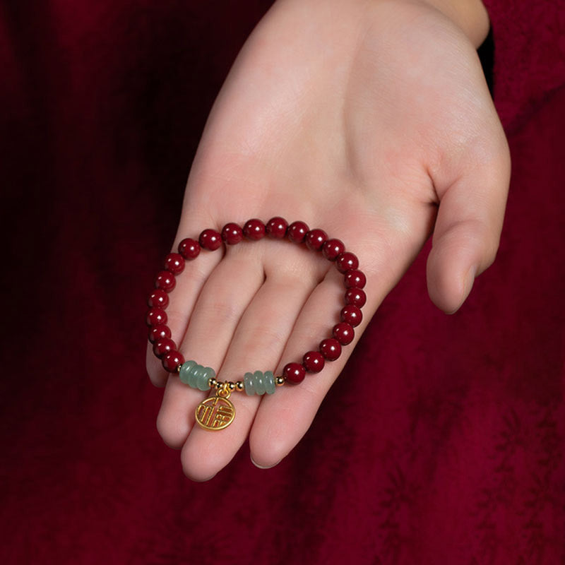 Mythstone Cinnabar Green Aventurine Luck Blessing Bracelet