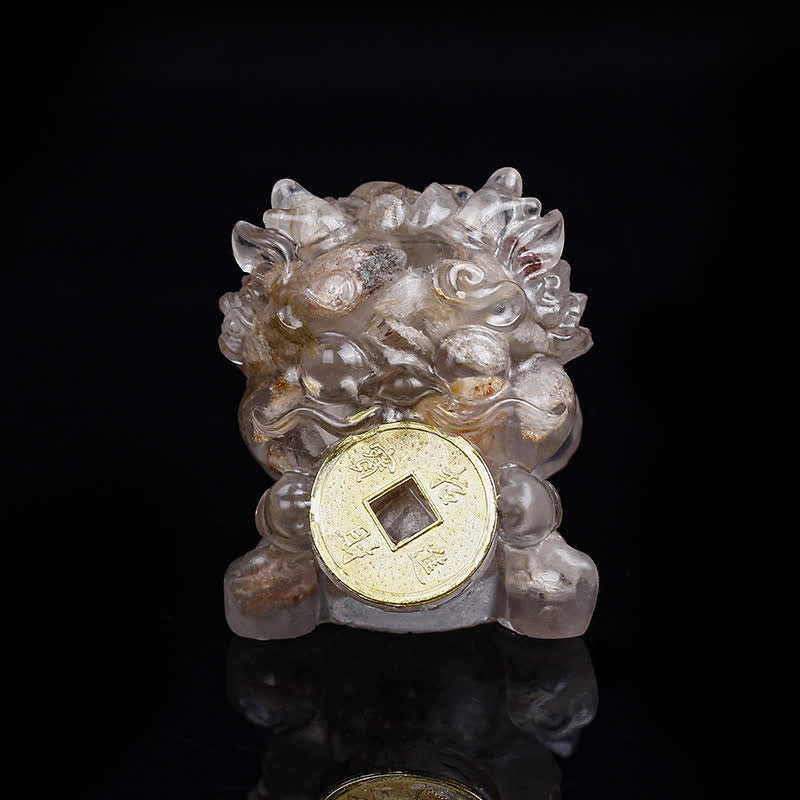 Mythstone Handmade Cute PiXiu Gold Coin Crystal Fengshui Energy Wealth Fortune Home Decoration