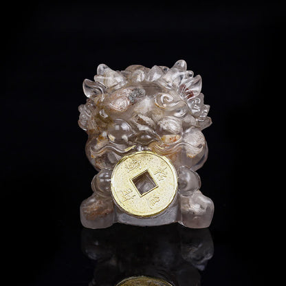 Mythstone Handmade Cute PiXiu Gold Coin Crystal Fengshui Energy Wealth Fortune Home Decoration