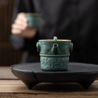 Mythstone Sanxingdui Ceramic Teacup Kung Fu Tea Cup With Bag