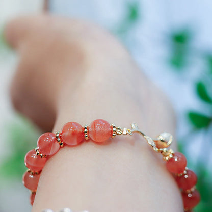 Mythstone Natural Red Agate Rose Confidence Calm Chain Bracelet