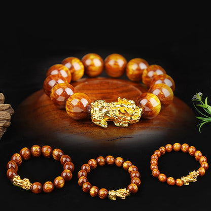 Mythstone Lucky Golden Tiger Eye Abundant Pixiu Bracelet