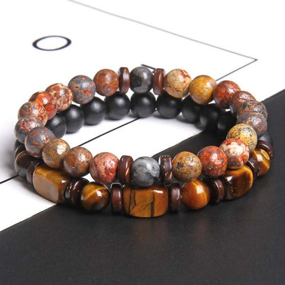 Mythstone 2PCS Healing Crystal Emperor Stone Tiger Eye Bead Bracelet